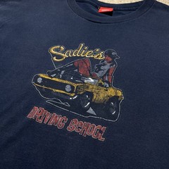 Vintage Y2K Mossimo Shirt XL Sadies Driving School Blue Faded Graphic Tee