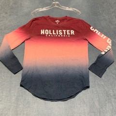 Hollister California T-Shirt Men Small Multicolor Ombre Dye Spellout Logo Casual