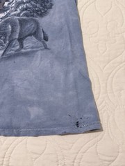 Native American Wolf Vintage Men’s Shirt Back To Earth Tie Dye Blue1990s *READ