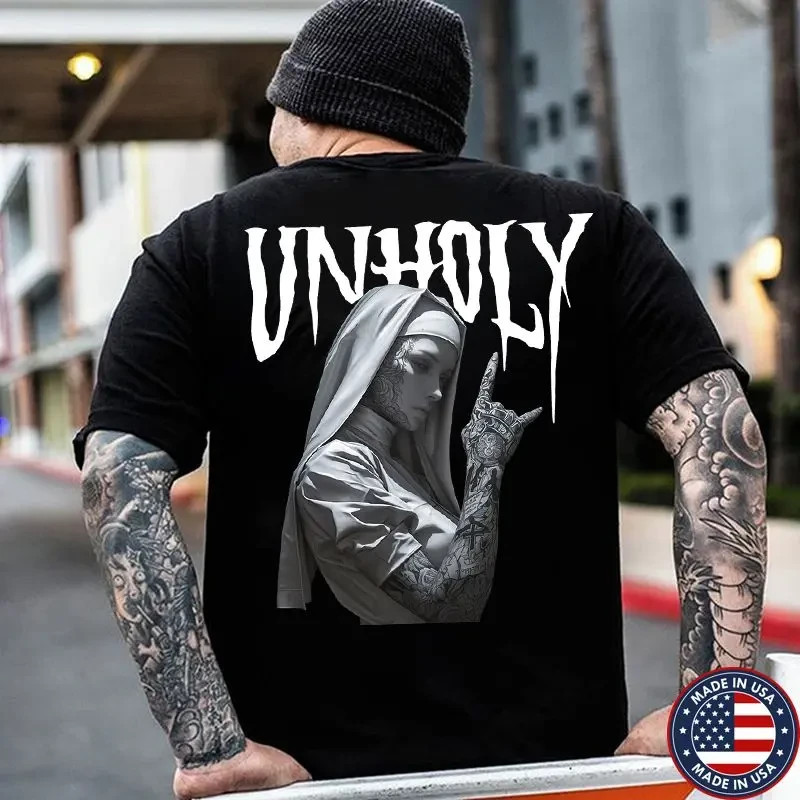 UNHOLY Tattooed Nun Print Men’s T-Shirt