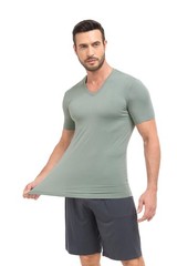 Men’s Undershirt Bamboo Rayon V-Neck T-Shirts Short Sleeve Tagless Tees Slim …
