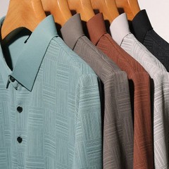 Cotton Polo Shirt Men Short Sleeve Printed Collared Classic Business Casual Top