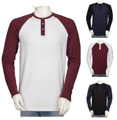 Styllion Big and Tall – Mens Raglan Henley Baseball Shirts – Long Sleeve – RHLS