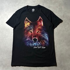 Y2K Great Wolf Lodge Neon Wolf Cyber Tee Black Cotton Men’s Used