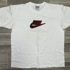 VTG Nike Shirt Mens Large White Red Essential Center Swoosh Check 90s Y2K-Flaw