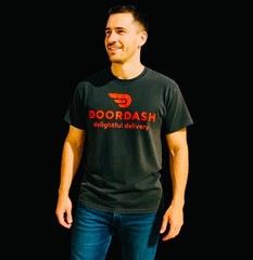 DoorDash Delivery Driver Black T-Shirt Men’s Size L Graphic Logo Pre-Owned