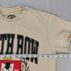 Death Row Records T-Shirt Mens Small Tan Long Beach Crest Graphic Hip Hop Tee