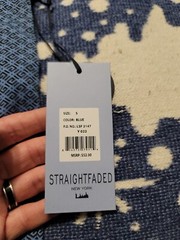 Straight Faded Blue Short Sleeve T Shirt Size S Faux Pocket NWT
