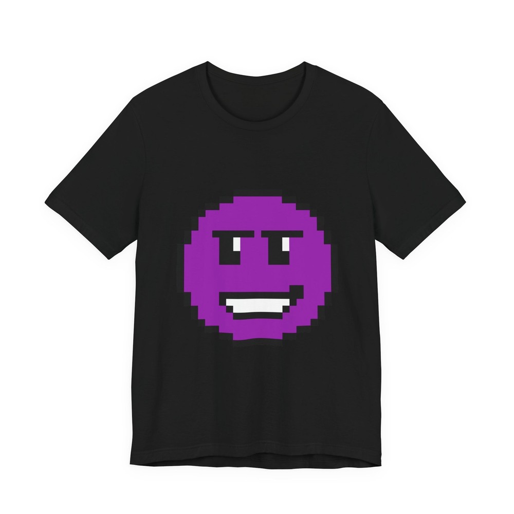 Unisex Jersey Short Sleeve Tee Shirt Retro 8-Bit Smug Grin Purple Guy Design