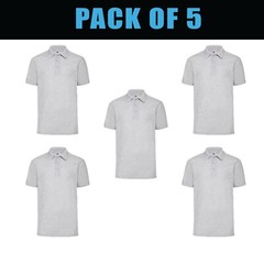 Pack of 5 & 3 Fruit of the Loom 65/35 Polo Plain Smart Casual Short Sleeve SS402