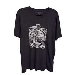 Lucky Brand Men’s Large Gray Whiskey Graphic Tee T-Shirt Retro Casual Lounge
