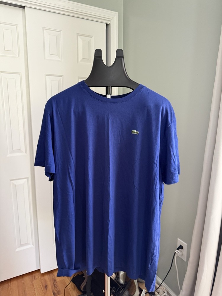 Lacoste 4XL Royal Blue Pima Cotton Crew Neck T Shirt Embroidered Crocodile Logo