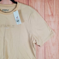 Staple Pigeon T Shirt Mens Medium Khaki Embroidered Spellout Logo Streetwear