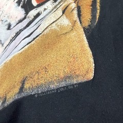 Vintage Tiger Shirt Mens Medium Black Big Cat Front Graphic Tee Wildlife 1990s