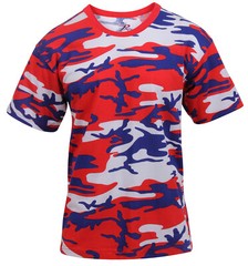Men’s American Camo Short Sleeve T-Shirt – Rothco Red White Blue Color Camo Tee