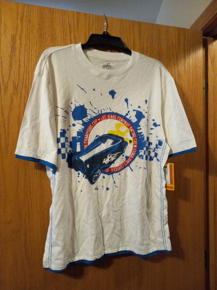 Lee Jeans Company Racing Crew Champions Cup Cotton Tshirt Boys XL White