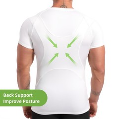 4D Mens Compression Shirt Short Sleeve, Slimming Body Shaper Vest, Gynecomast…