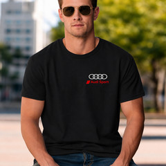 Audi Sport Mens Black T-shirt Classic Cotton Tee Casual Streetwear