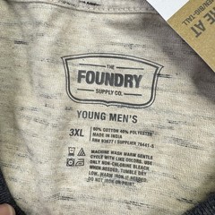 NEW Foundry T Shirt Mens Big Size 3XL Beige Gray Colorblock Long Sleeve Raglan