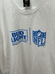 Bud Light Tee Shirt Adult Beer Graphic Official NFL Sponsor Short Sleeve Size XL