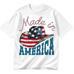 Made In America Cowboy Hat 4th Of July Unisex Shirt Men Women Gift Tee S-5XL