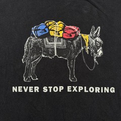 The North Face T-Shirt Mens Large Black Logo Donkey Never Stop Exploring Graphic