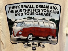 NEW Volkswagen VW Van Dream Big Take The Bus Men’s Size M Tan T-Shirt – B38