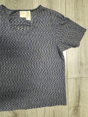 Emma James Men’s V-Neck Short Sleeve Knit Heathered T-Shirt Blue/Yellow M
