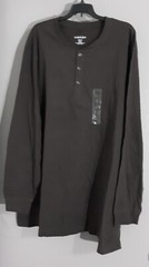 New-MEN’S HARBOR BAY LONG SLEEVE HENLEY BROWN SHIRT. STRAIGHT HEM.SZ 3XLT reg$40