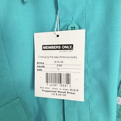 VTG Members Only L Shirt Teal Green Quarter Button Ribbed Hem Pockets NEW
