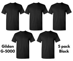 Gildan (5-pack) Black Solid Heavy Cotton Short Sleeve Blank T-Shirt S-3XL