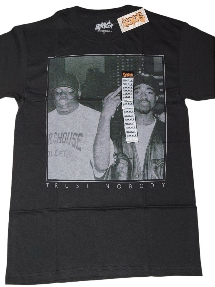 Original Flavor Black Mens Tupac Shakur 2Pac & Notorious Big Shirt Size S NWT