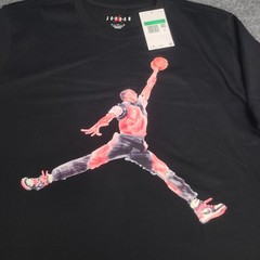 Jordan Shirt Mens XL Black Red Jumpman Watercolor Graphic Nike Air Cotton Tee