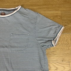 Common People Men’s Blue Pink Striped Pocket Cotton Tee T Shirt M Medium Indi