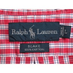 Ralph Lauren Mens Check Short Sleeve Button-Down Shirt L Old Polo Oxford Japan