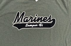 USMC “Marines – Semper FI” Embroidered Logo Green Heather T-Shirt -Sz XL – NWT