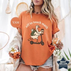 Off To Teach Math Shirt Funny Goose Math Teacher Back To School Graphic Tee
