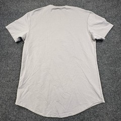 BYLT Drop Cut Lux V-Neck Shirt Mens Large (Fits as Medium) Gray Curved Hem Tee