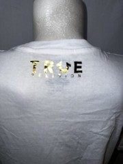 TRUE RELIGION Top Men’s Sz M White Gold Foil Cotton Lightweight SS Crewneck Tee