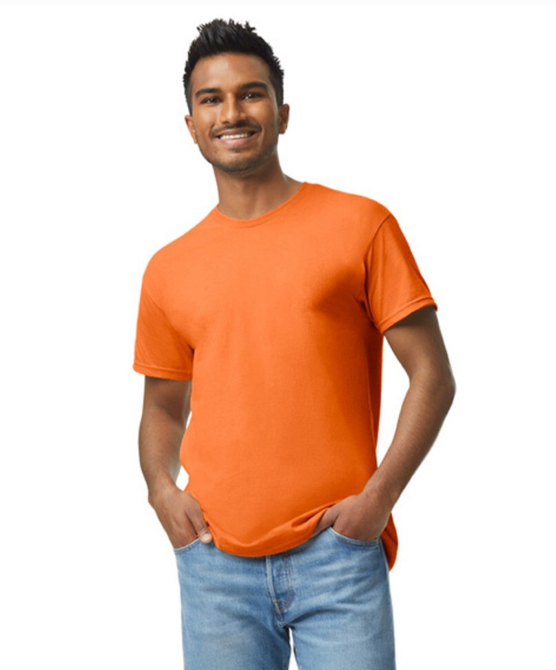 NEW First Quality Gildan Safety Orange Heavy Cotton Adult Short Sleeve Tee, Sz L