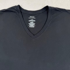 Polo Ralph Lauren V-Neck T-Shirt Mens L Black Red Pony Logo Classic Fit Cotton