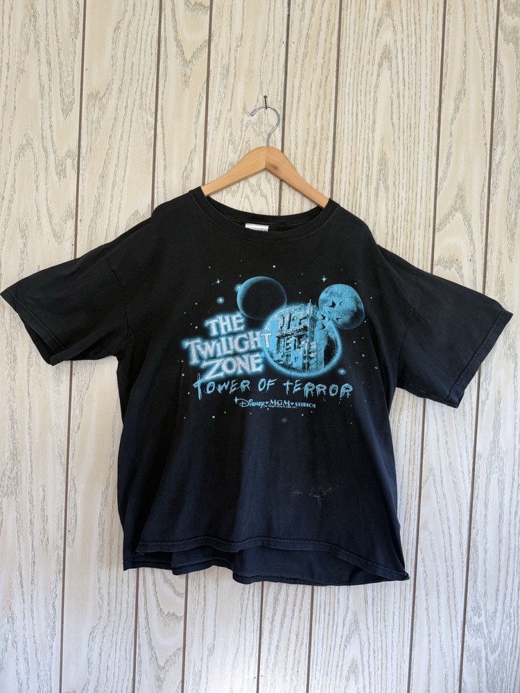 VINTAGE TWILIGHT ZONE TOWER OF TERROR T-SHIRT XL DOUBLE SIDED DISNEY MGM 90s Y2K