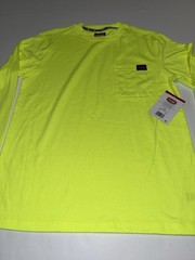 Wrangler Work Men Small Pocket Shirt Hi Vis Yellow Construction UPF Wicking NWT