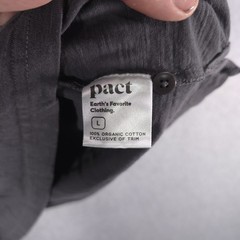 Pact Organic Cotton Gray Short Sleeve 2 Button Pocket Henley Shirt Mens Large