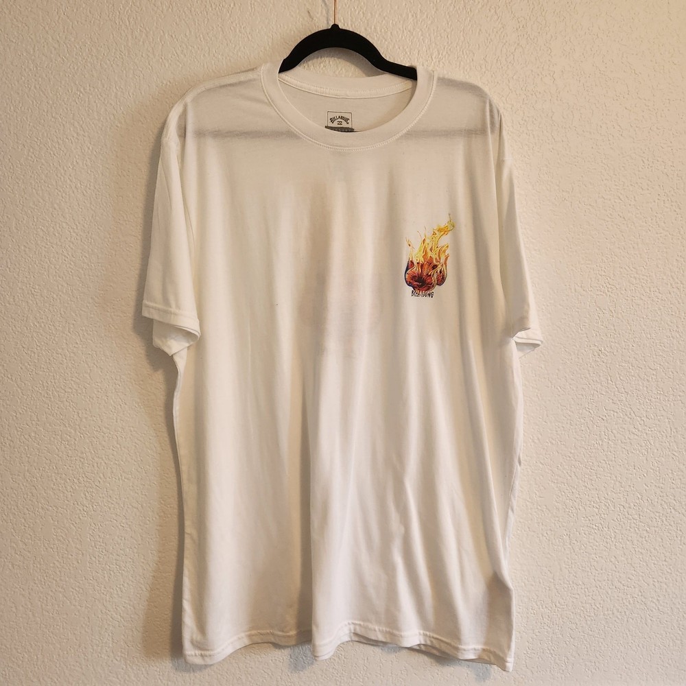 Billabong Men’s Size XXL White Fire Flower T-shirt New