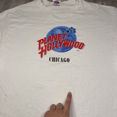 Vintage Planet Hollywood Chicago T-Shirt XL Made in USA White 90s Single Stitch