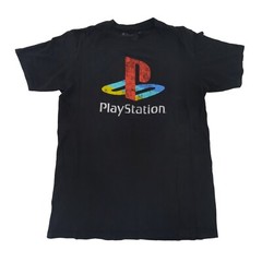 Sony PlayStation Logo T-Shirt Gaming Short Sleeve Crewneck Graphic Tee Size M
