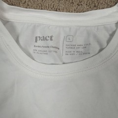 Pact Organic Shirt Mens L White Organic Cotton Sustainable Minimalist Basic Tee