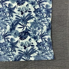 Fresh Brand Shirt Men Medium Blue Hawaiian Tropical Floral Beach Surf Cotton Tee