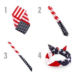 3 Pieces American Flag Bandana USA Flag Pattern Headband Kerchief Unisex Cowb…